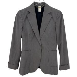 Les Copains Gray Pinstripe Single Snap Jacket Blazer Size EU 42 / US 10